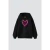 Burn Heart Baskılı Oversize Unisex Premium Siyah
