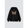 Butterfly Leopard Baskılı Oversize Unisex Premium Siyah