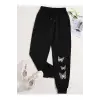 Butterfly Print Drawstring Waist 4 Mevsim Eşofman