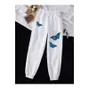 Butterfly Print Drawstring Waist 4 Mevsim Eşofman