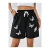 Butterfly Print Drawstring Waist Şort