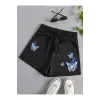Butterfly Print Drawstring Waist Şort