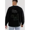 Cactus Oversize Siyah Sweatshirt Tarzsokak58