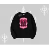 Candyland Yazılı Sevimli Kedi Baskılı Oversize Crop Tshirt