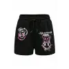 Cartoon Graphic Drawstring Waist Şort