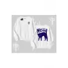 Cat Mom Yazılı Minimal Kedi Arka Baskılı Biskilet Sweatshirt