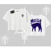 Cat Mom Yazılı Minimal Kedi Arka Baskılı Oversize Crop Tshirt