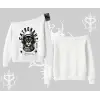 Catronaut Kedi Baskılı Kayık Yaka Sweatshirt