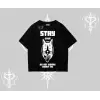 Catronaut Kedi Baskılı Kayık Yaka Tshirt