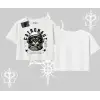 Catronaut Kedi Baskılı Oversize Crop Tshirt