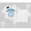 Catspirit Sunday Brave Feline Yazılı Kedi Baskılı Oversize Crop Tshirt