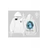 Çerçeveli Kedi Baskılı Kapşonlu Sweatshirt