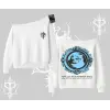 Çerçeveli Kedi Baskılı Kayık Yaka Sweatshirt