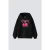 Cherry Gang Baskılı Oversize Unisex Siyah