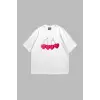 Cherry Nude Baskılı Oversize Unisex Premium Beyaz