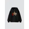 Ciao Yıldız Baskılı Oversize Unisex Siyah