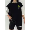Çift Renk DİNO Baskılı Unisex Tshirt