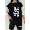 Çift Renk FEAR LESS Baskılı Unisex Tshirt