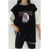 Çift Renk TAVŞAN Baskılı Unisex Tshirt