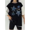 Çift Renk YILDIZ 3 Baskılı Unisex Tshirt