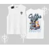 Coffee Meow Kahve Temalı Kedi Arka Baskılı Kolsuz Tshirt