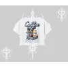 Coffee Meow Kahve Temalı Kedi Arka Baskılı Oversize Crop Tshirt