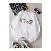 Coke serisi EZwear Coffee Print Thermal Lined Sweatshirt