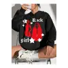 Coke serisi Figure & Letter Graphic Drop Shoulder Drawstring Hoodie