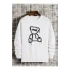 Coko serisi Bear Print Lined Sweatshirt
