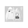 Cool Meow Yazılı Sevimli Kedi Arka Baskılı Kapşonlu Sweatshirt