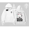 Cool Meow Yazılı Sevimli Kedi Arka Baskılı Kapşonlu Sweatshirt