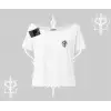 Cool Meow Yazılı Sevimli Kedi Arka Baskılı Kayık Yaka Tshirt