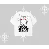 Cool Meow Yazılı Sevimli Kedi Arka Baskılı Oversize Tshirt