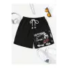 Coolane Letter Graphic Drawstring Waist Şort
