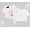 Cozy Queen Kedi Baskılı Oversize Crop Tshirt