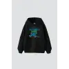Croc Bottom Baskılı Oversize Unisex Premium Siyah