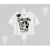 Cute Kitten Yazılı Sevimli Kedi Baskılı Oversize Crop Tshirt