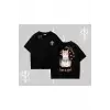 Cute Princess Kedi Tasarımlı Arka Baskılı Oversize Tshirt