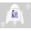 Cuteness Overload Kedi Baskılı Kapşonlu Crop Sweatshirt