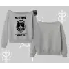 Cuteness Overload Kedi Baskılı Kayık Yaka Sweatshirt