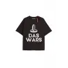 DAS WARS Unisex Oversize Yazılı Tshirt SİYAH