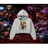 Deidara Naruto Anime Karakteri Kadın Crop Kapşonlu Sweatshirt Beyaz