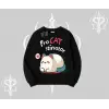 Detective Kitten Kedi Baskılı Kapşonlu Crop Sweatshirt