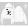 Detective Kitten Kedi Baskılı Kapşonlu Crop Sweatshirt