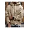 Dik Renkli Oversize Kapüşonlu Sweatshirt Bej