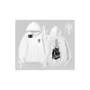 DJ Kedi Baskılı Müzik Temalı Kapşonlu Sweatshirt
