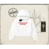 Dont Think Just Do Kadın Crop Kapşonlu Sweatshirt Beyaz