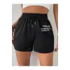 Drawstring Waist Slogan Graphic Track Şort