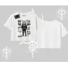 Dream Big Yazılı Takım Elbiseli Kedi Baskılı Oversize Crop Tshirt