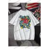 Erkek Beyaz T-shirt Devıl Sırt Baskılı Oversize